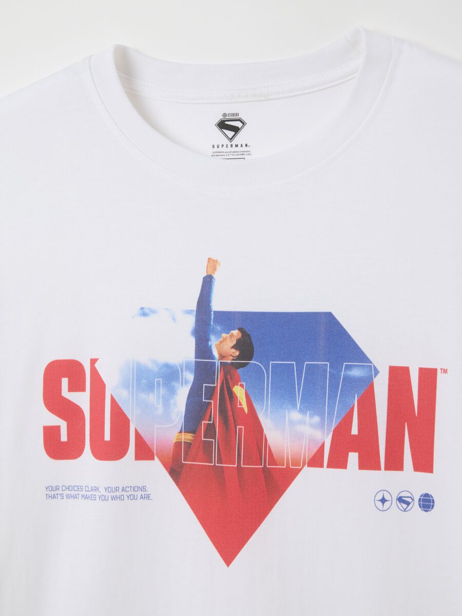 Men's pure cotton white T-shirt with Superman print_1