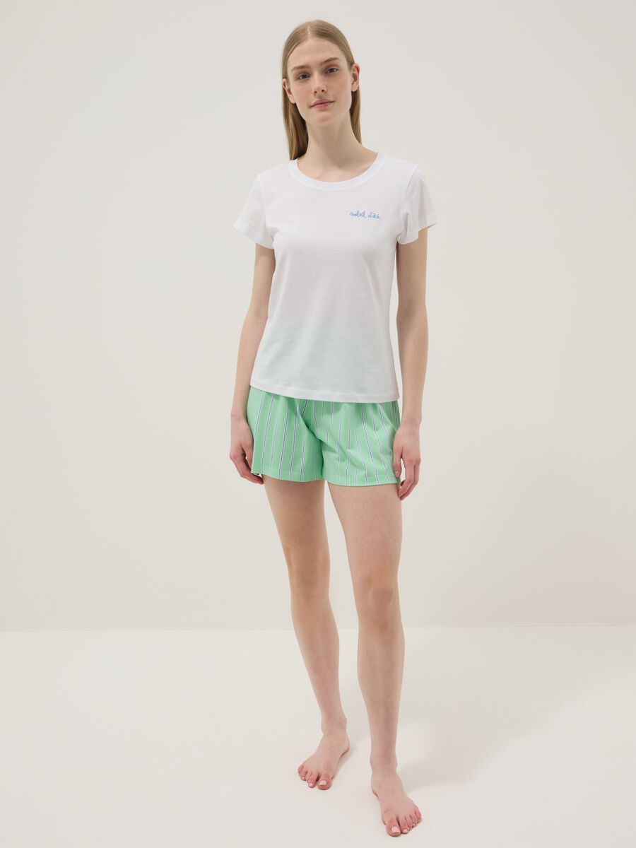 Pigiama corto in puro cotone multicolor regular fit_0