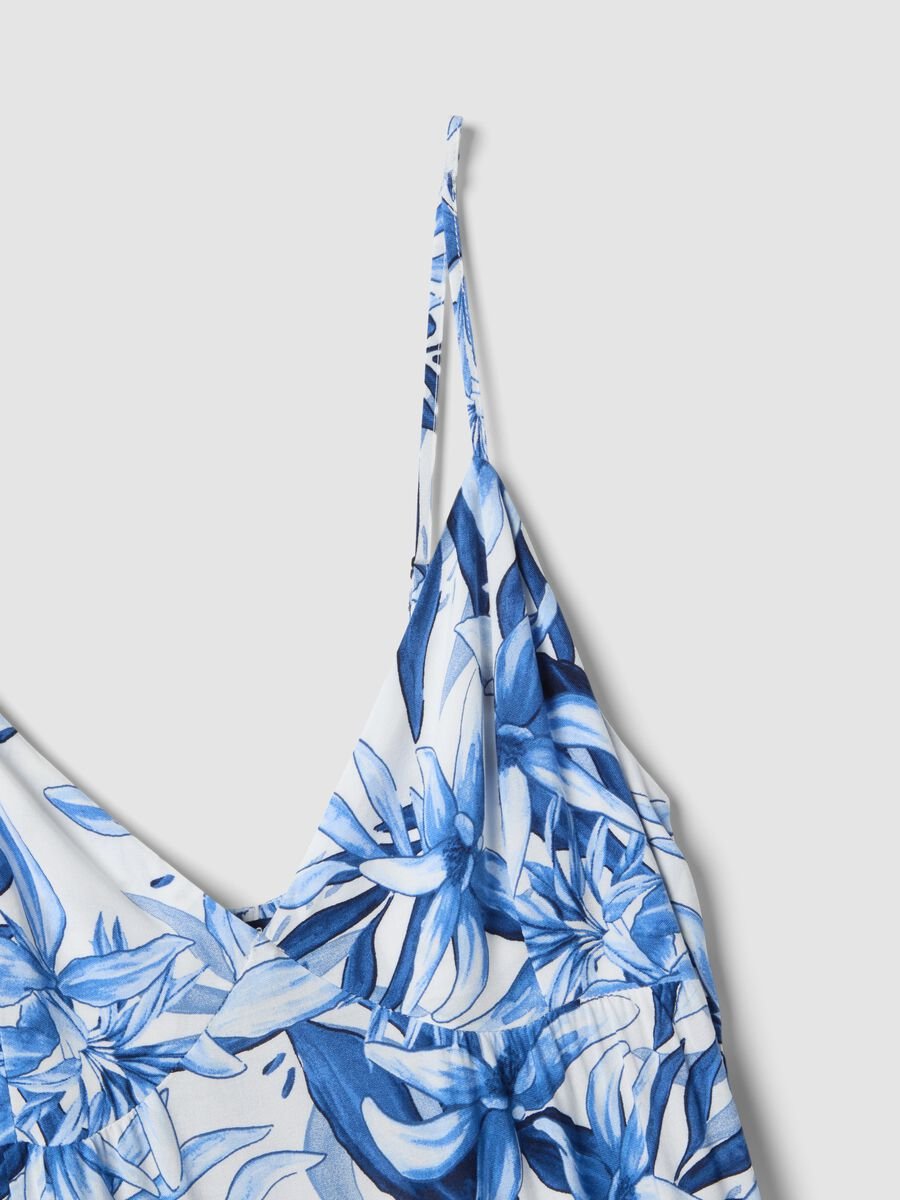 Blue and white pure viscose maxi dress with floral print_1