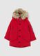Red padded children's jacket regular fit with hood and zip_4
