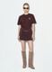 Brown relaxed-fit pure cotton T-shirt with embroidered slogan_0