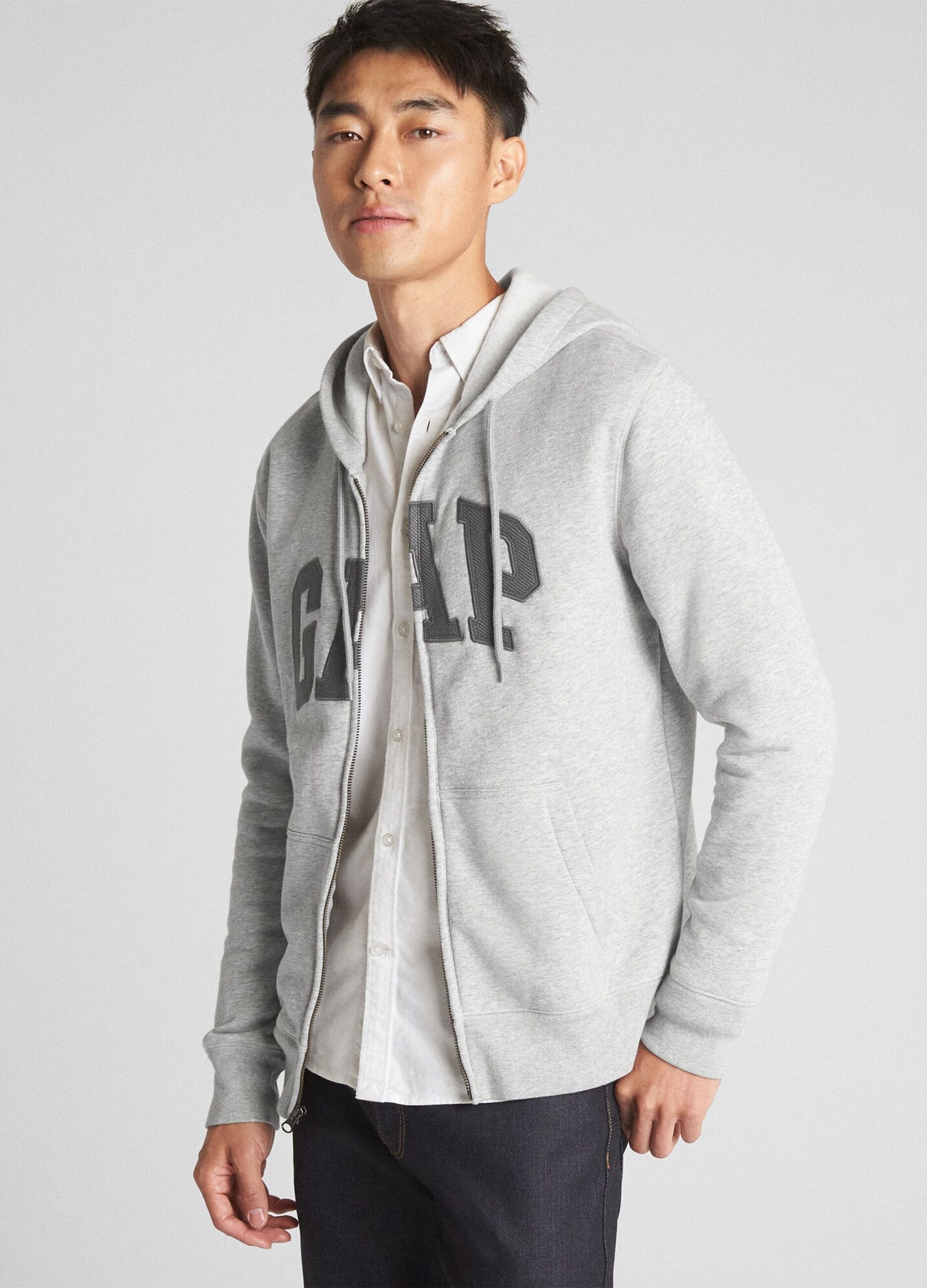 Full-zip con cappuccio e patch logo_0