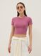Pink ribbed fitted stretch cotton T-shirt_0