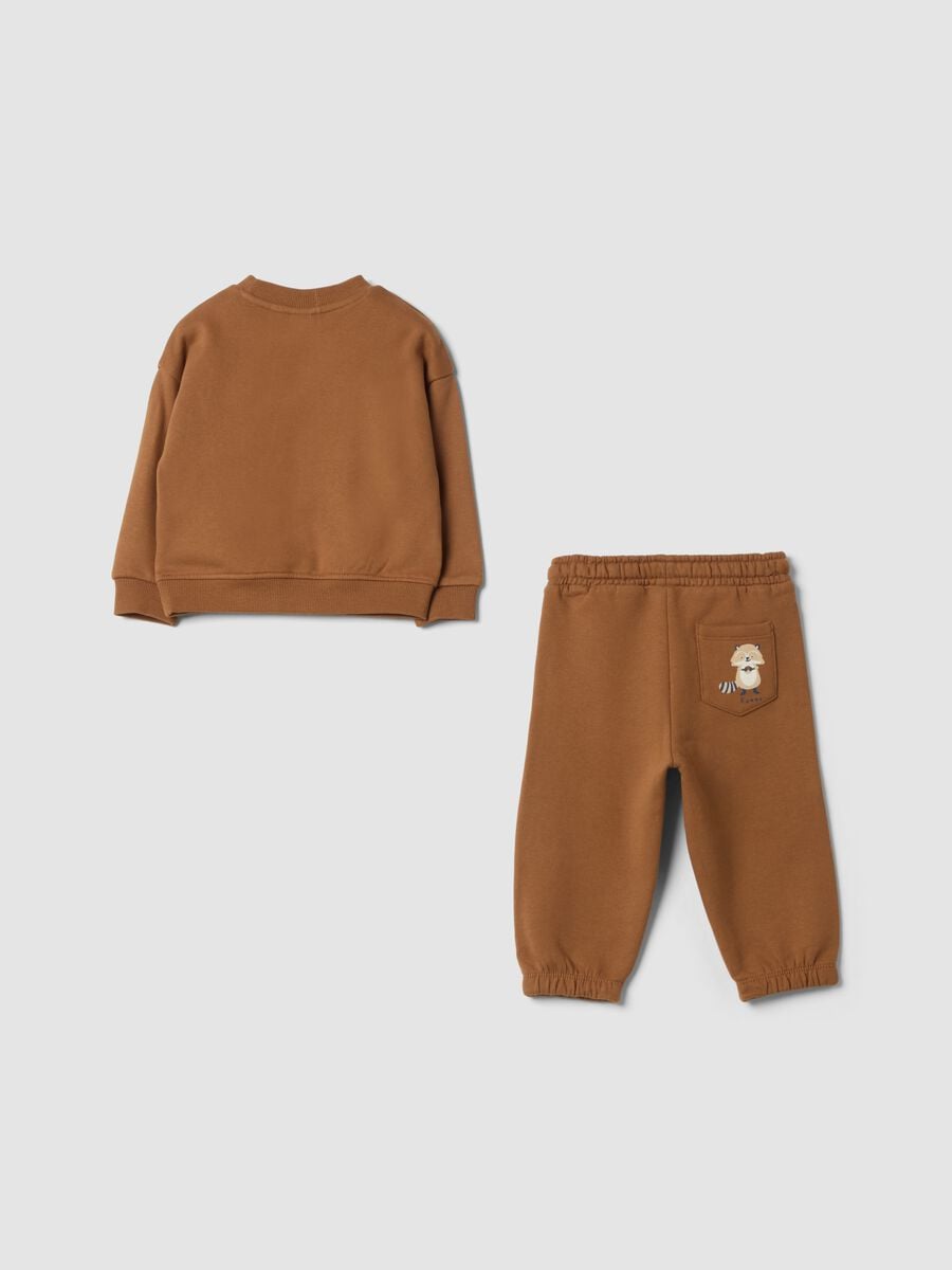 Completo jogging marrone in puro cotone over fit con animaletto_1