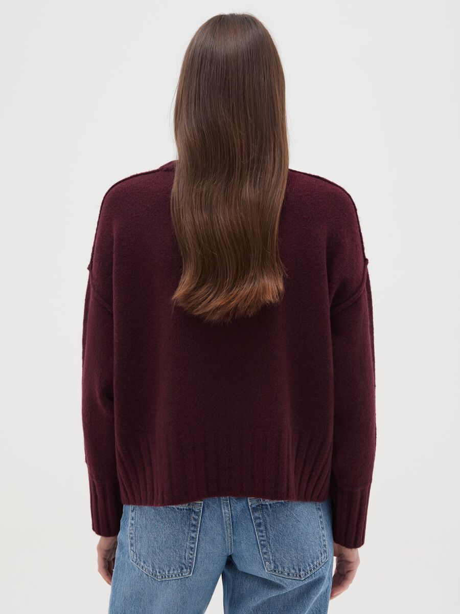 Red crew neck oversized pullover_2