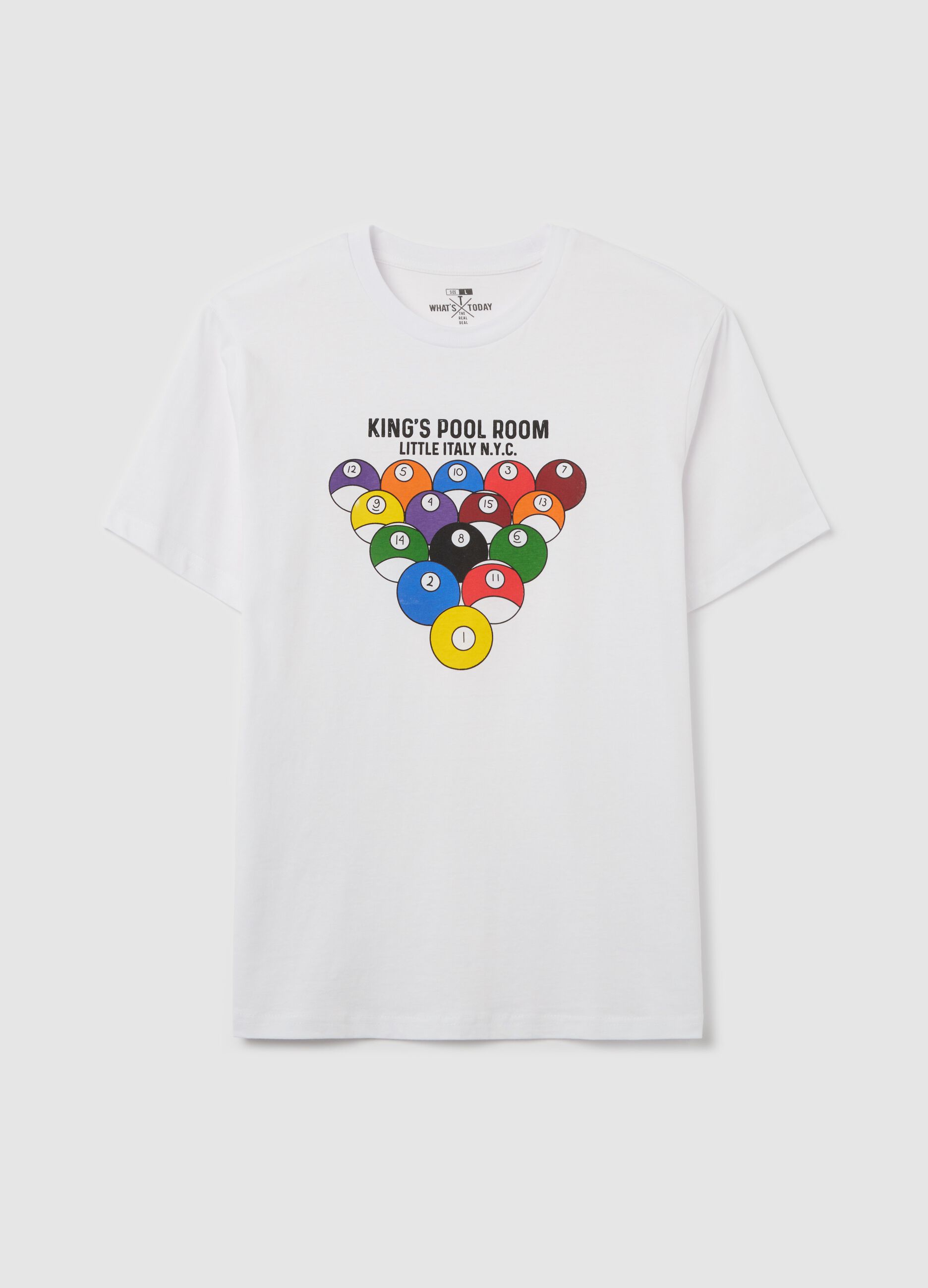 Cotton T-shirt with bowling balls print