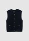 Regular fit blue pure cotton vest with buttons_4