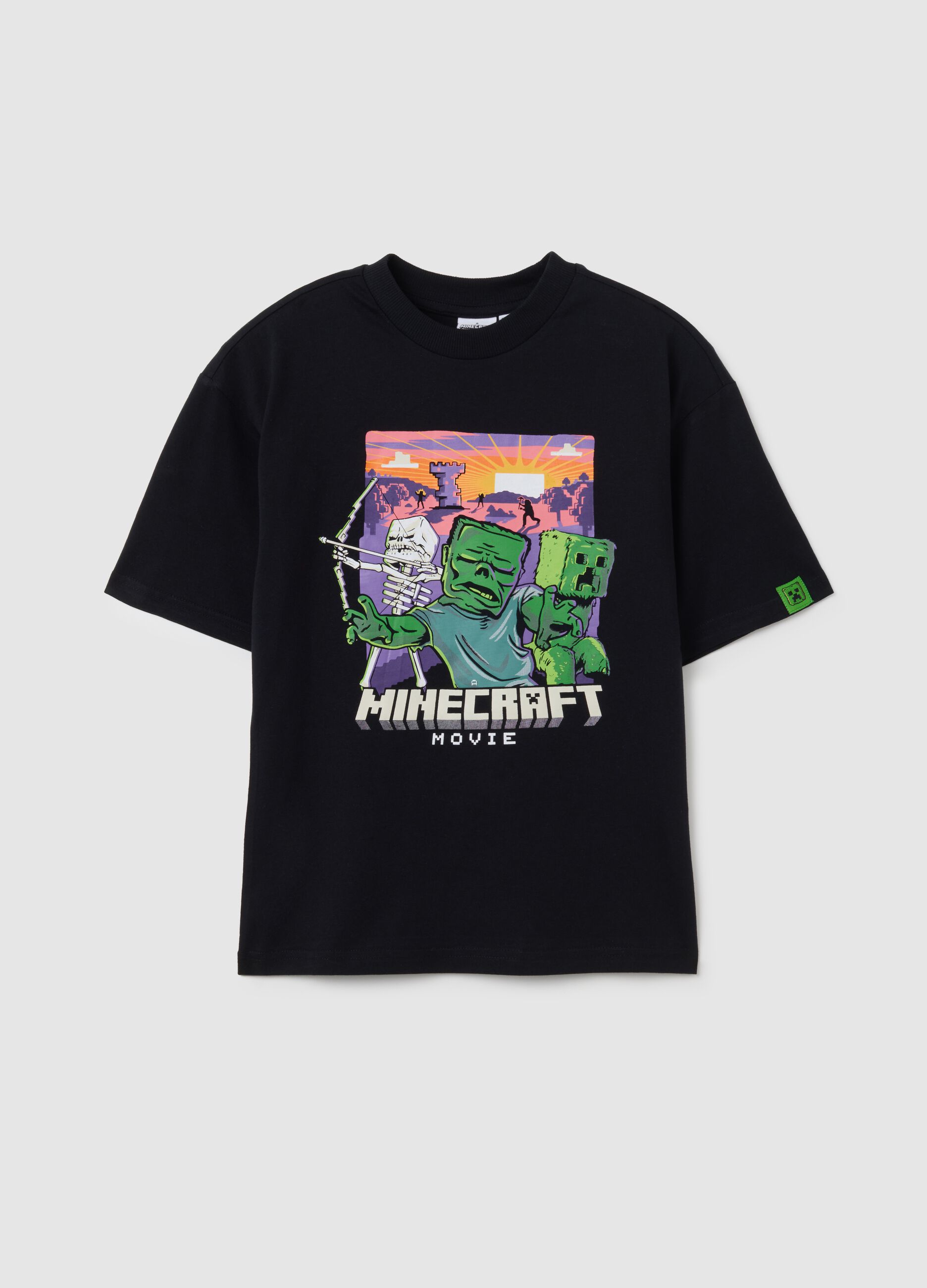 T-shirt da ragazzo in puro cotone nero over