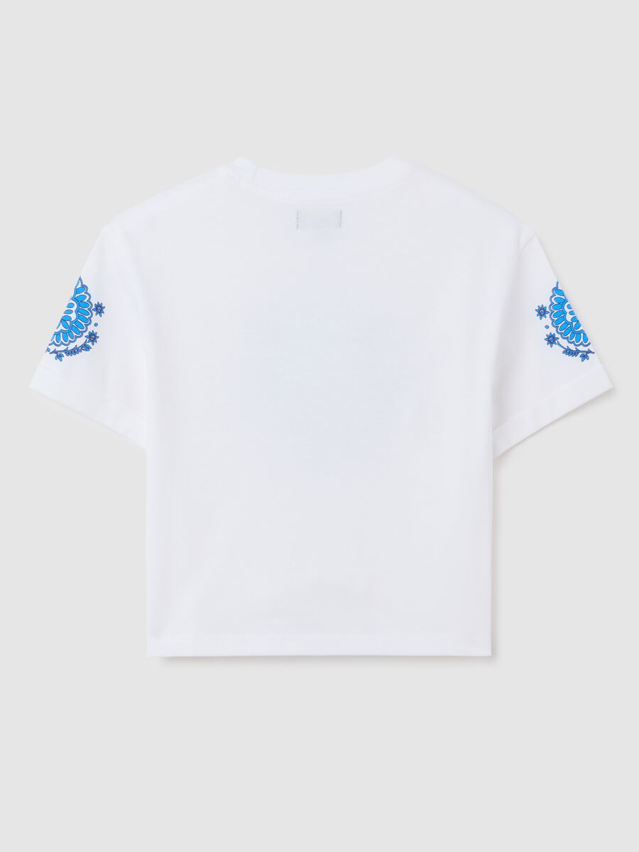 Girls' white pure cotton T-shirt, regular fit_1