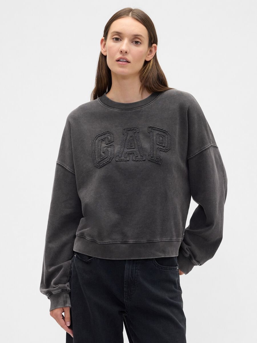 Grey sweatshirt with embroidered logo_0