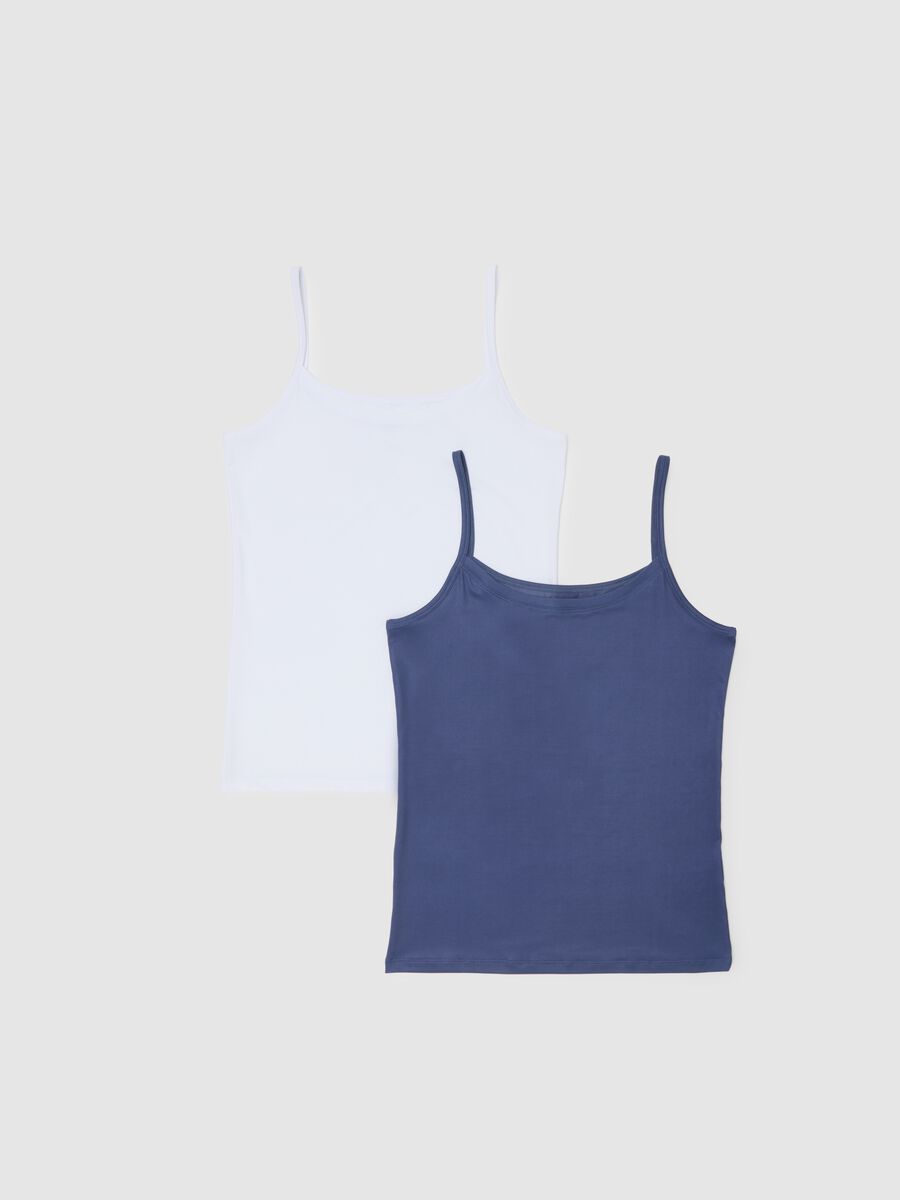 Blue Stretch Fabric Twin-Pack Top with Thin Straps_4