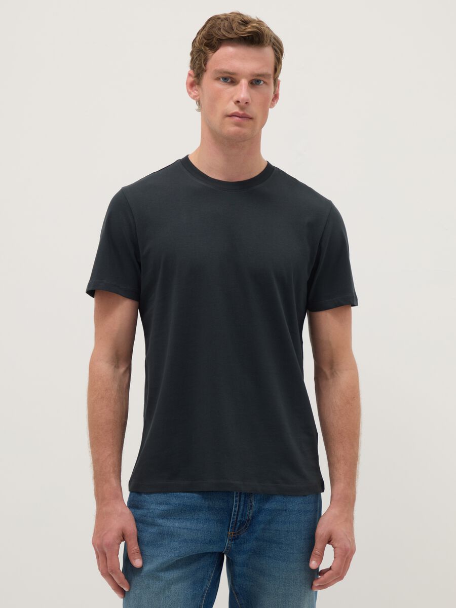 Black pure cotton regular fit t-shirt_0