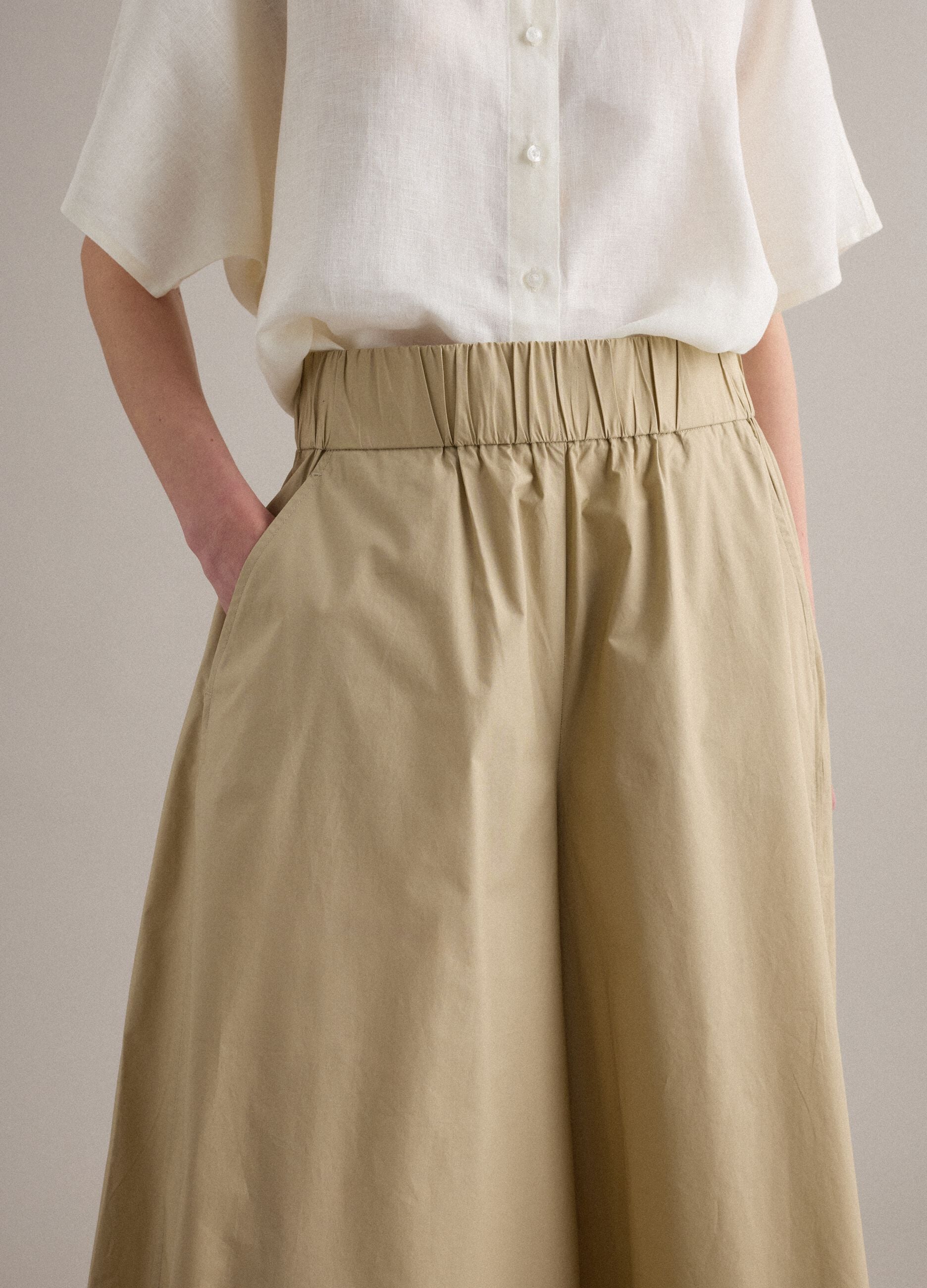 Beige long skirt in pure cotton
