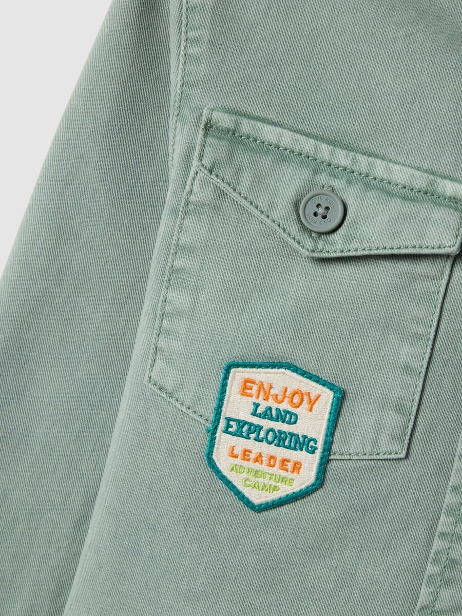 Camicia in puro cotone verde oversize fit per bambino_2