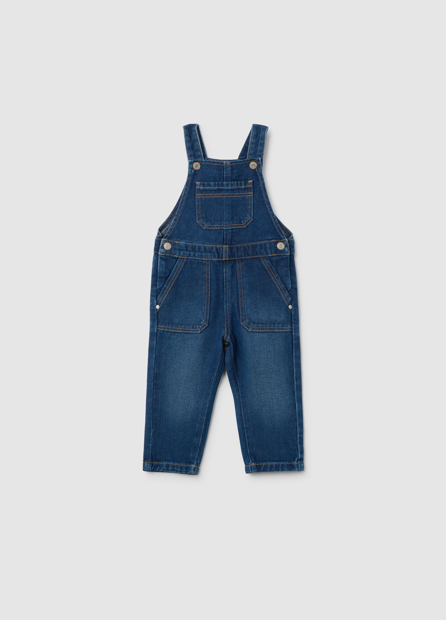 Baby dungarees in pure cotton denim regular fit