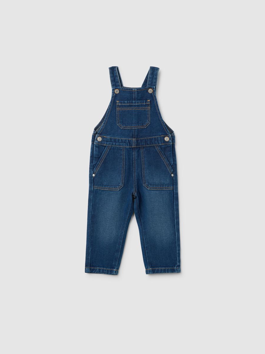Baby dungarees in pure cotton denim regular fit_0