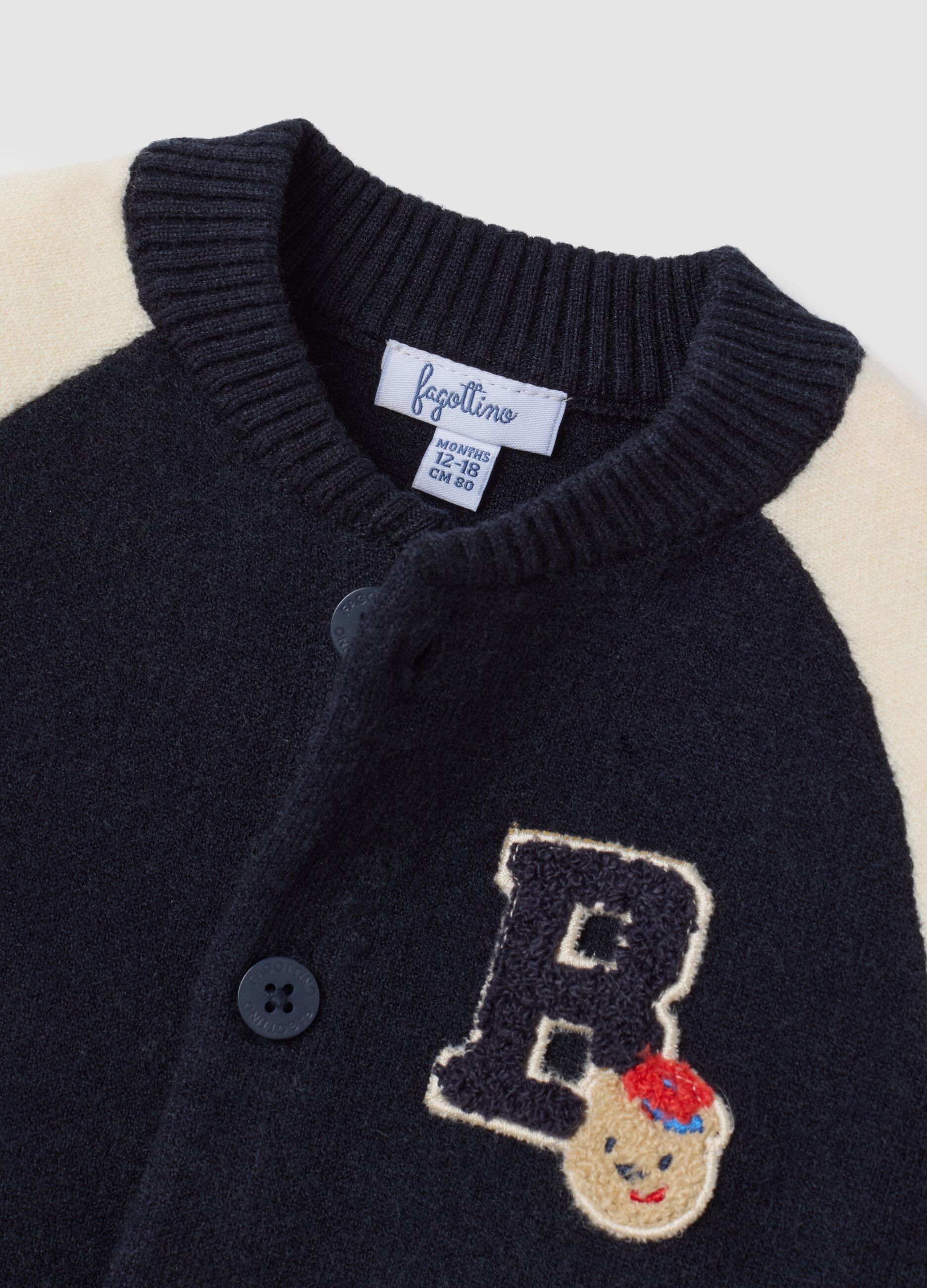 Children's cardigan in blue and cream blend regular fit