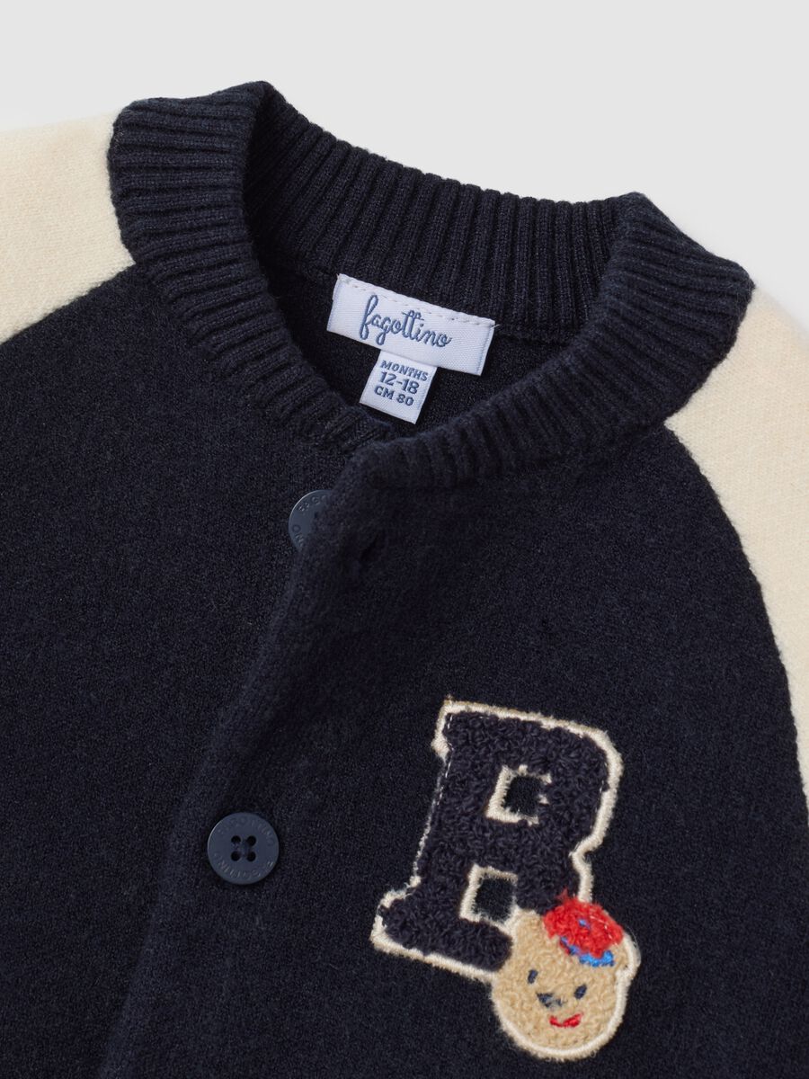Children's cardigan in blue and cream blend regular fit_2