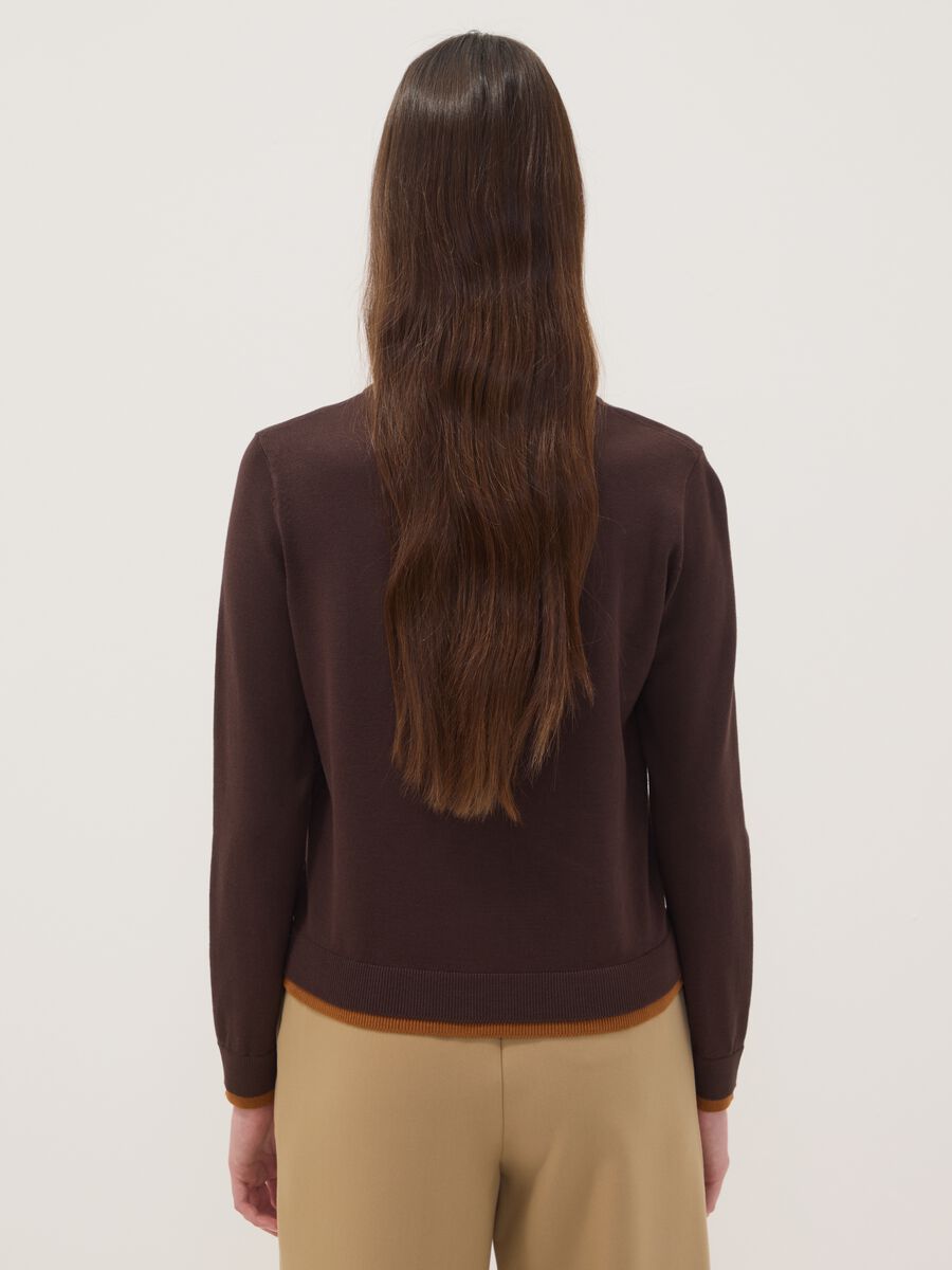 Brown long-sleeved viscose-blend cardigan_3