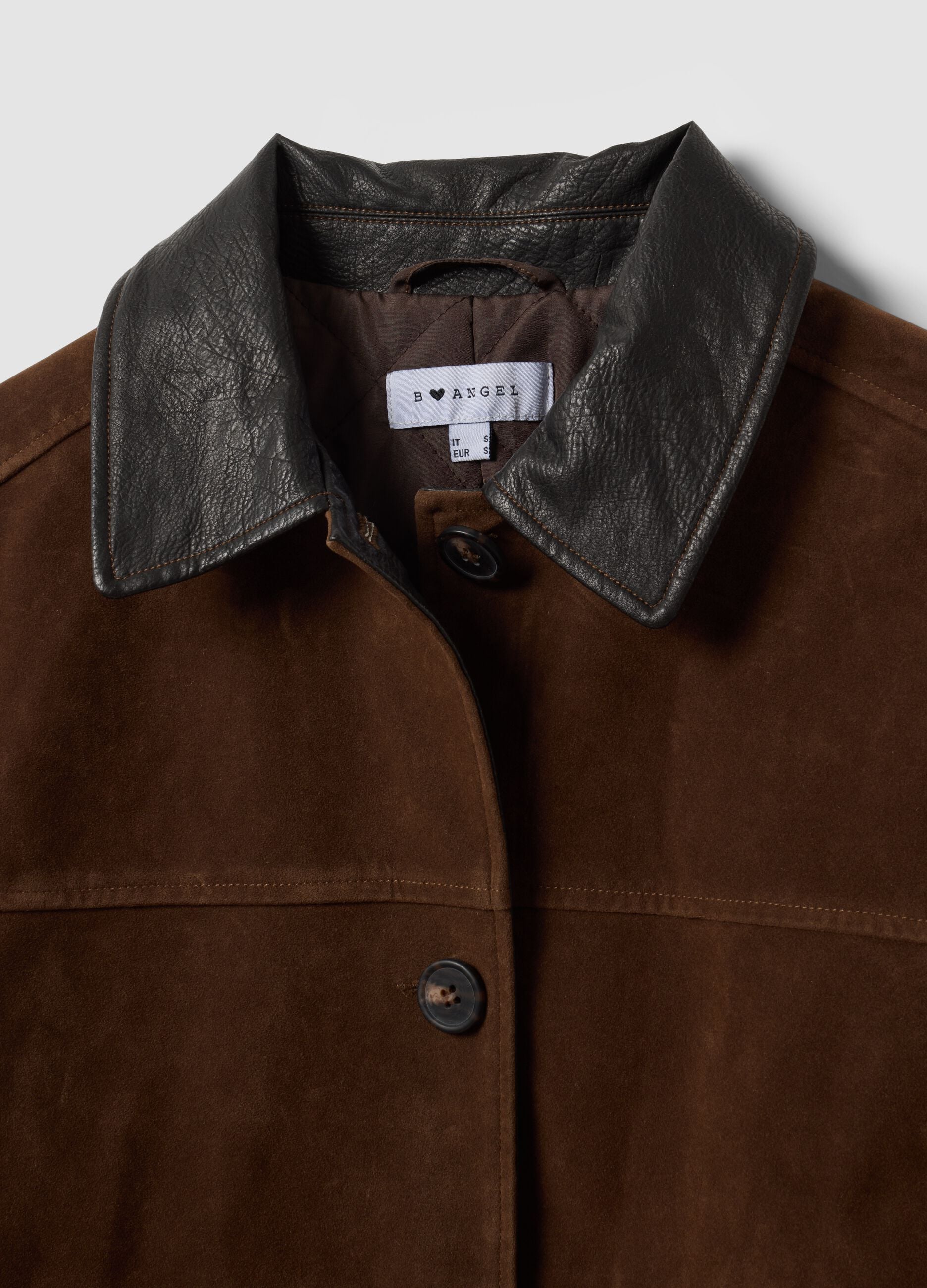Brown regular-fit shacket with contrast collar