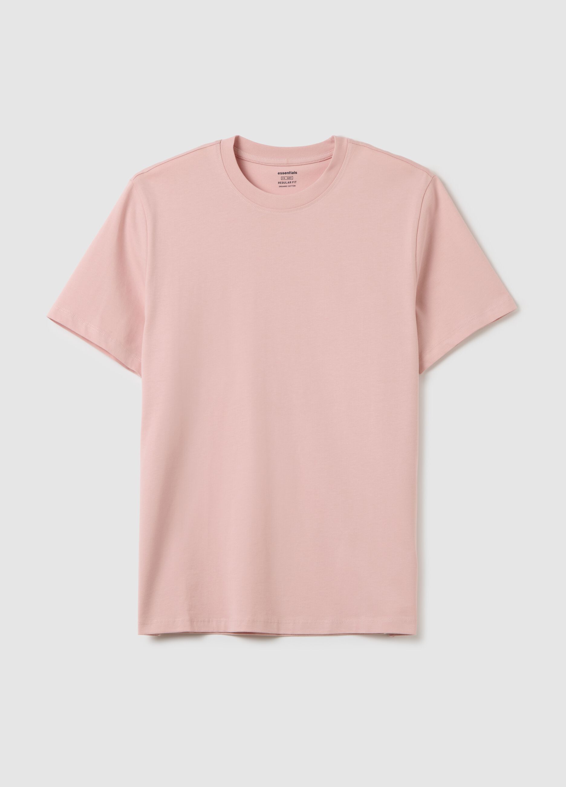 T-shirt da uomo in puro cotone rosa regular fit