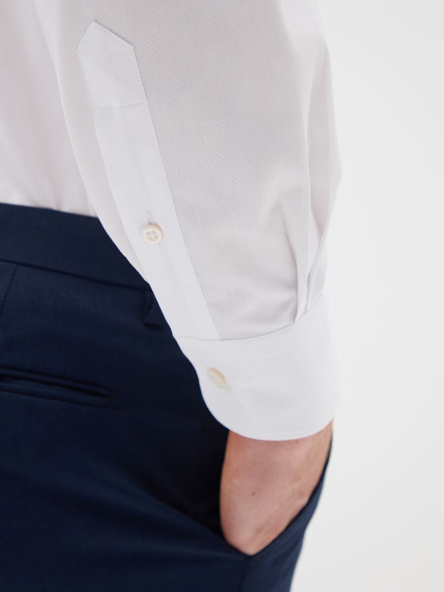 White Cotton Slim Fit Shirt_3