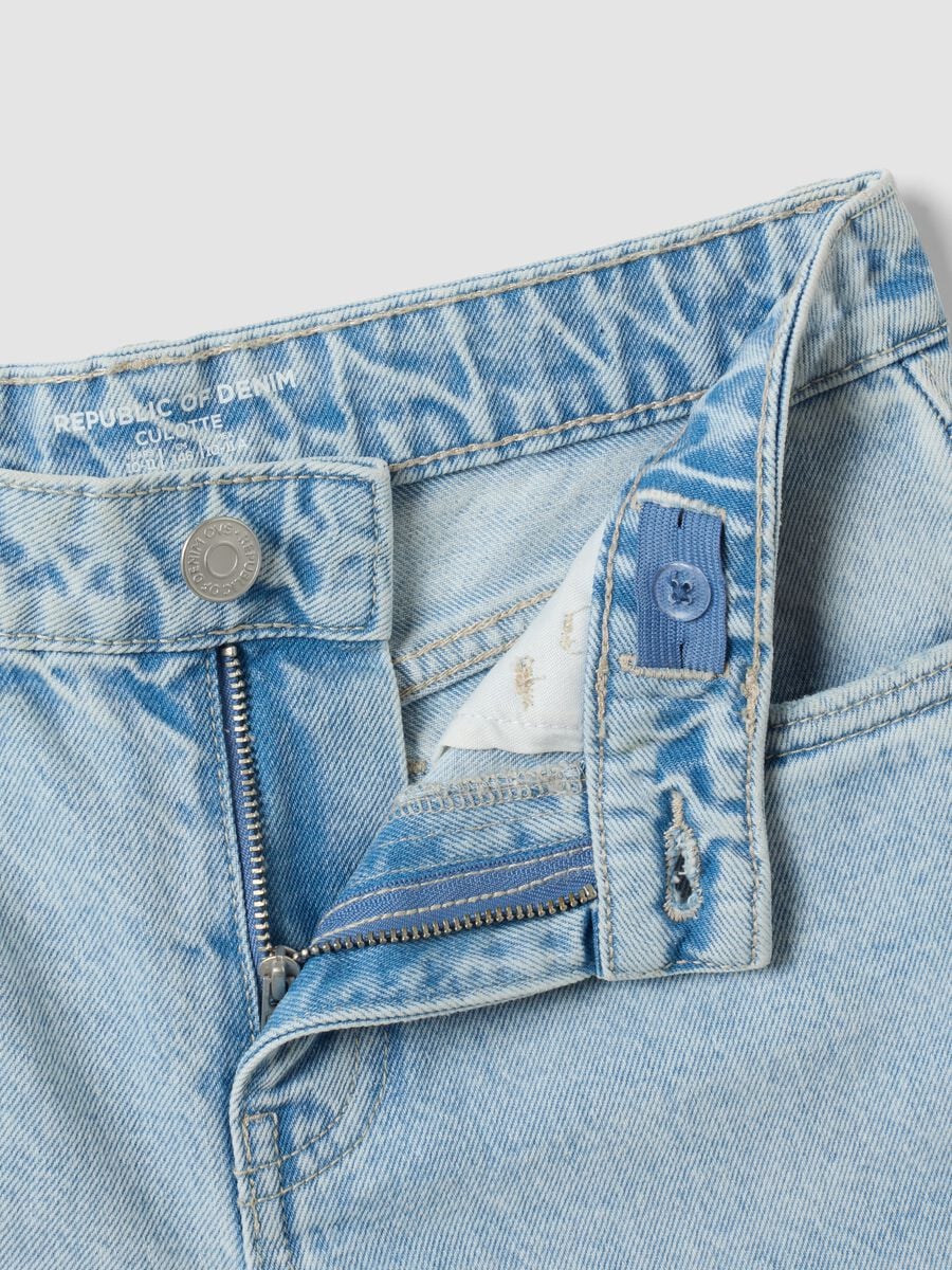 Jeans azzurri culotte in puro cotone per ragazza_2