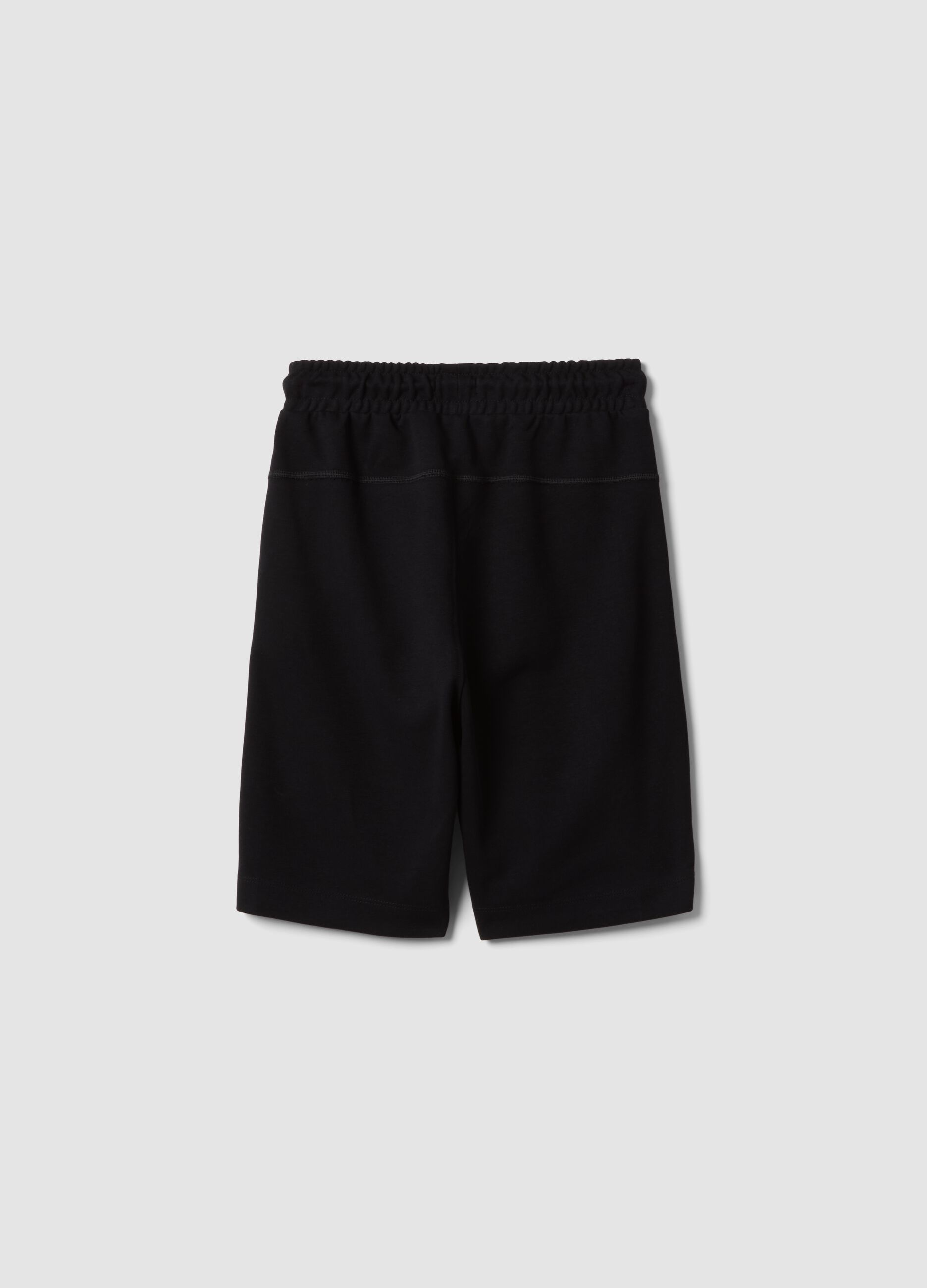Black cotton-blend shorts with elasticated waist