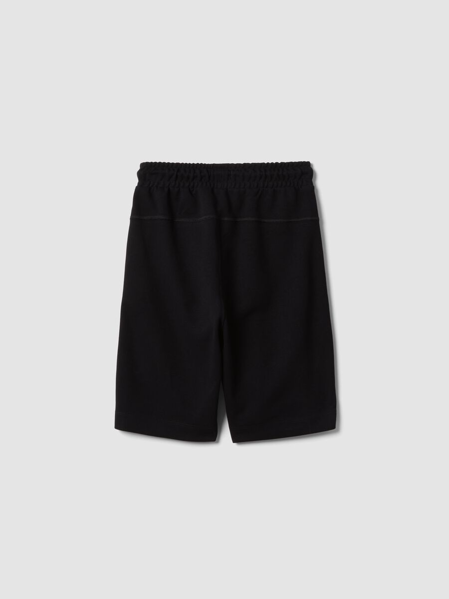 Black cotton-blend shorts with elasticated waist_1