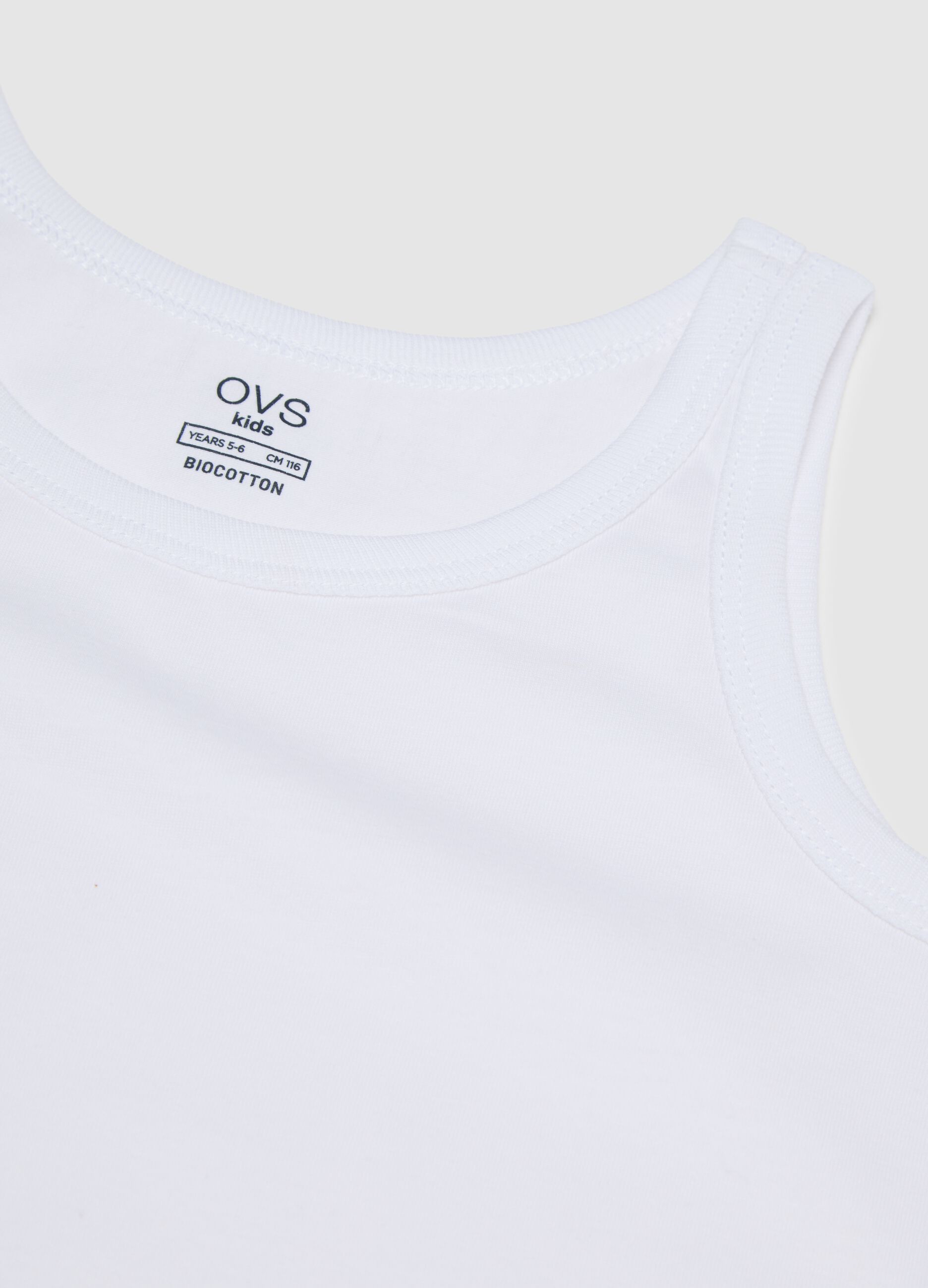 Children's white cotton tank top regular fit
