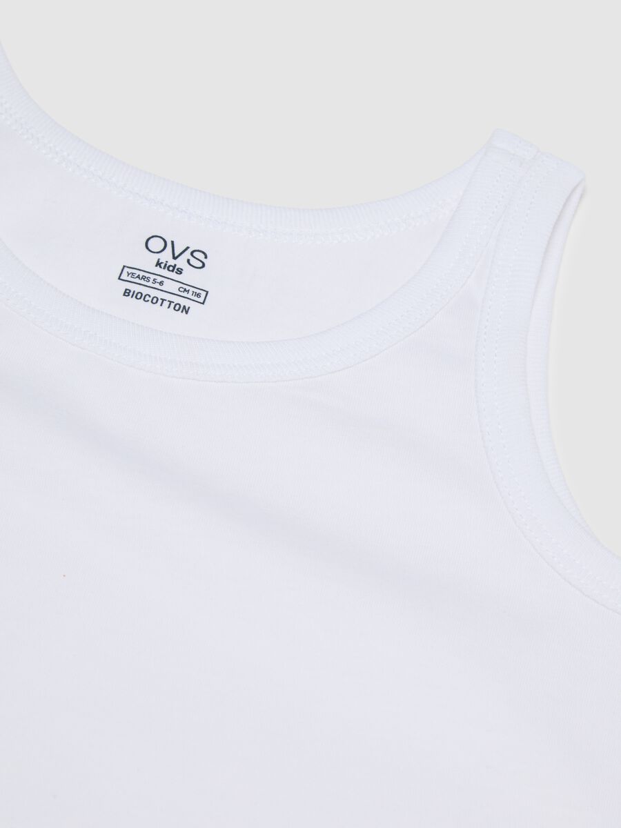Children's white cotton tank top regular fit_2