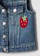 Giacca senza maniche denim blu in puro cotone da bambina con frutta_3