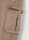 Beige slim fit stretch cotton blend cargo trousers_5