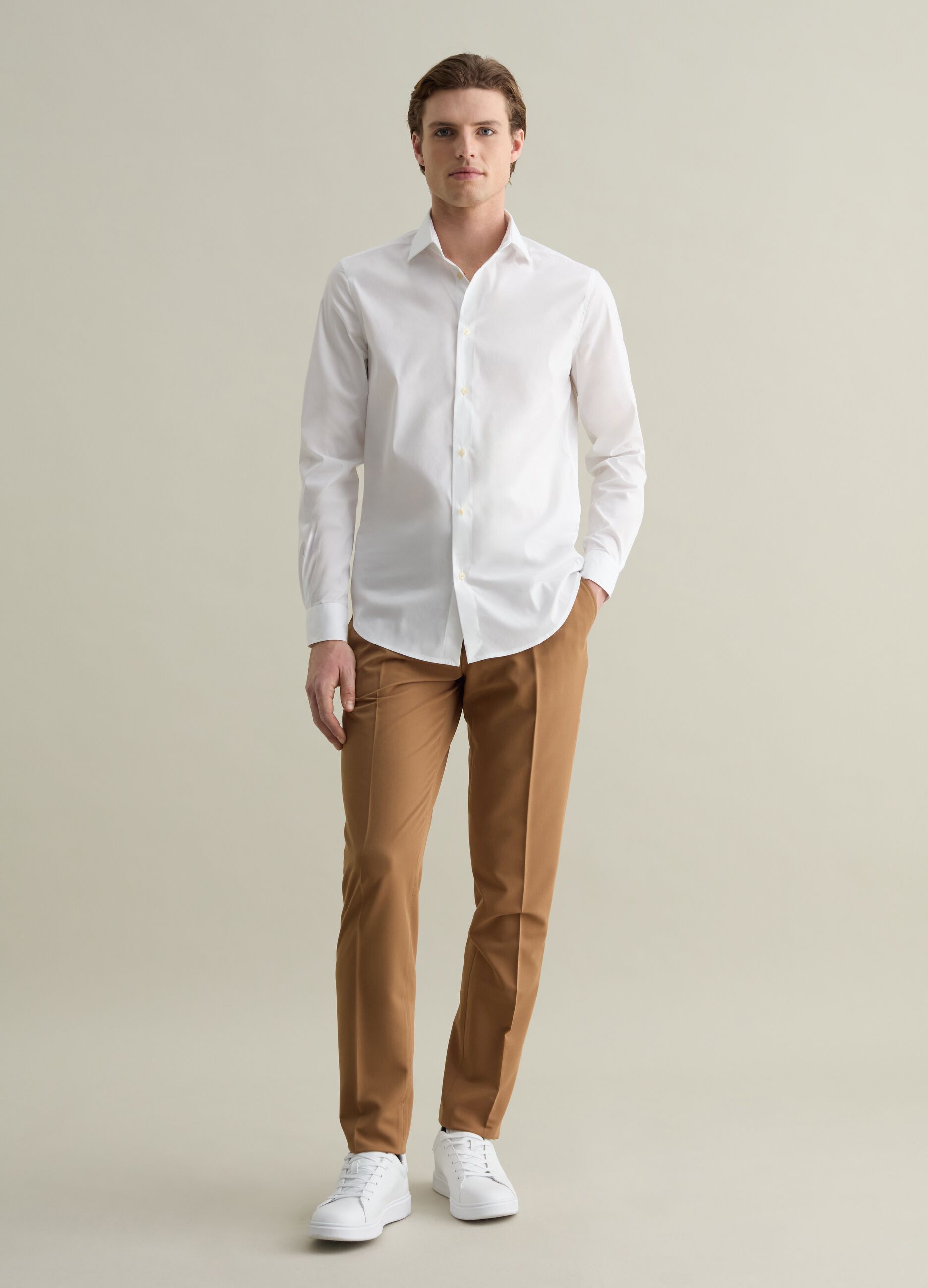 Camicia slim fit stretch tinta unita