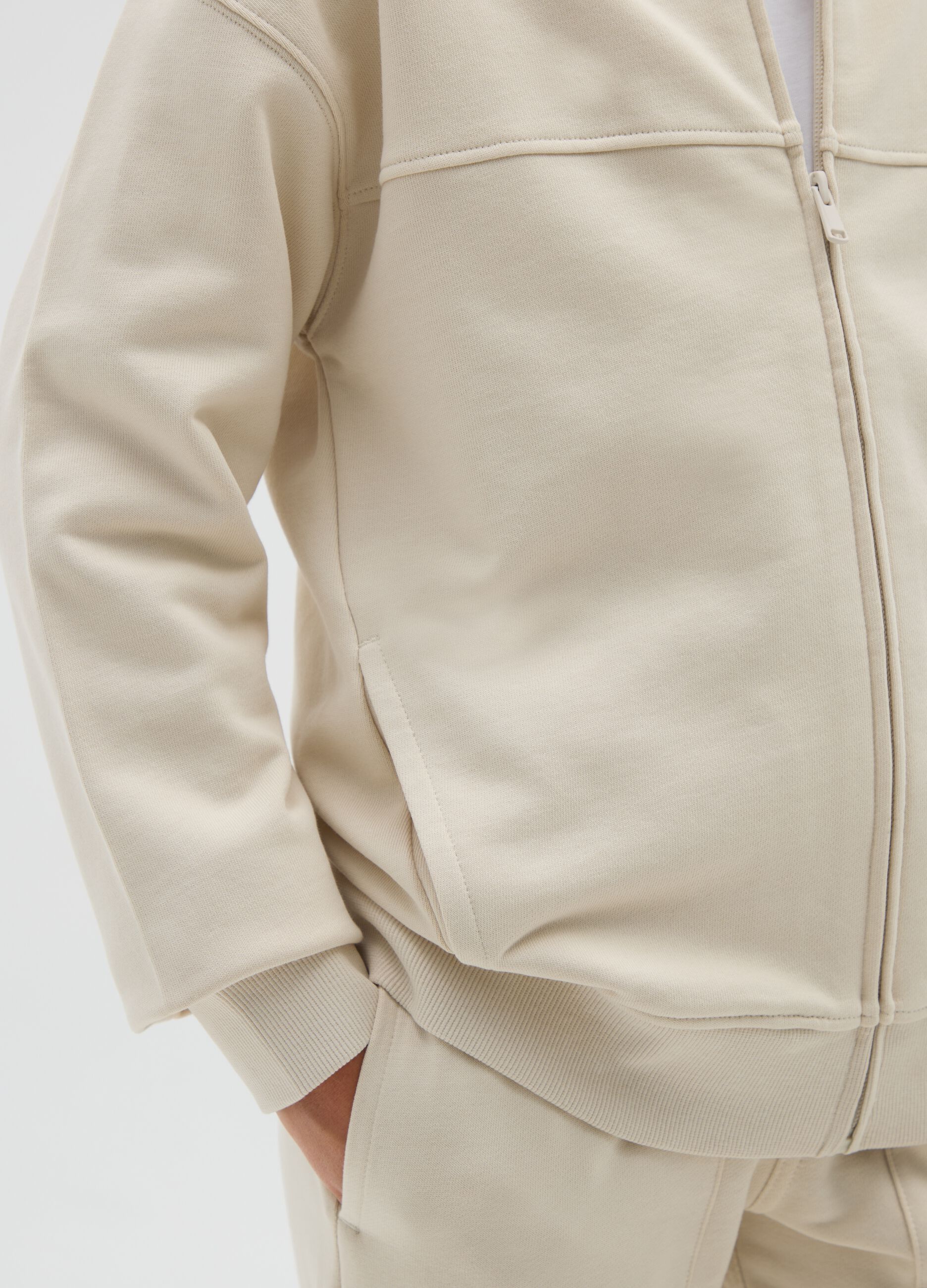 Boys' beige pure cotton hoodie regular fit