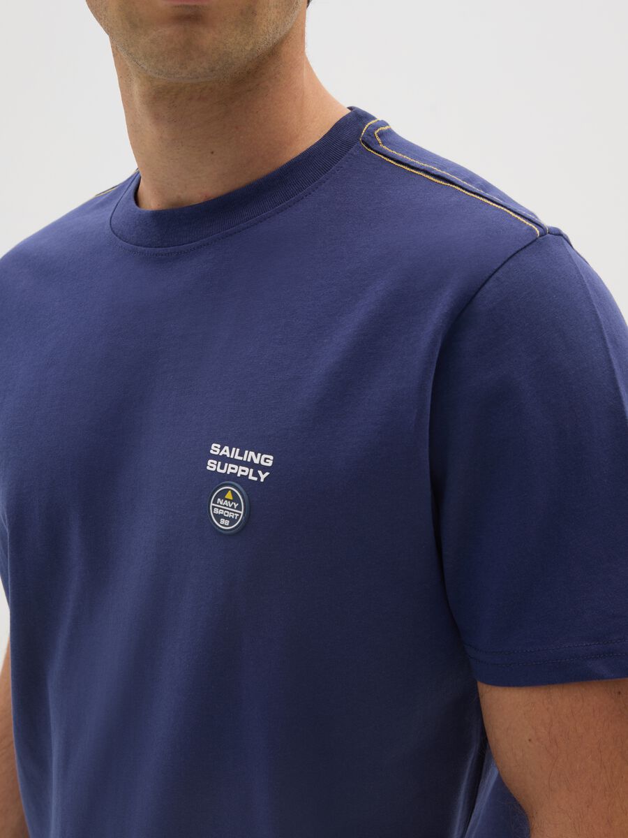 T-shirt in puro cotone blu_3