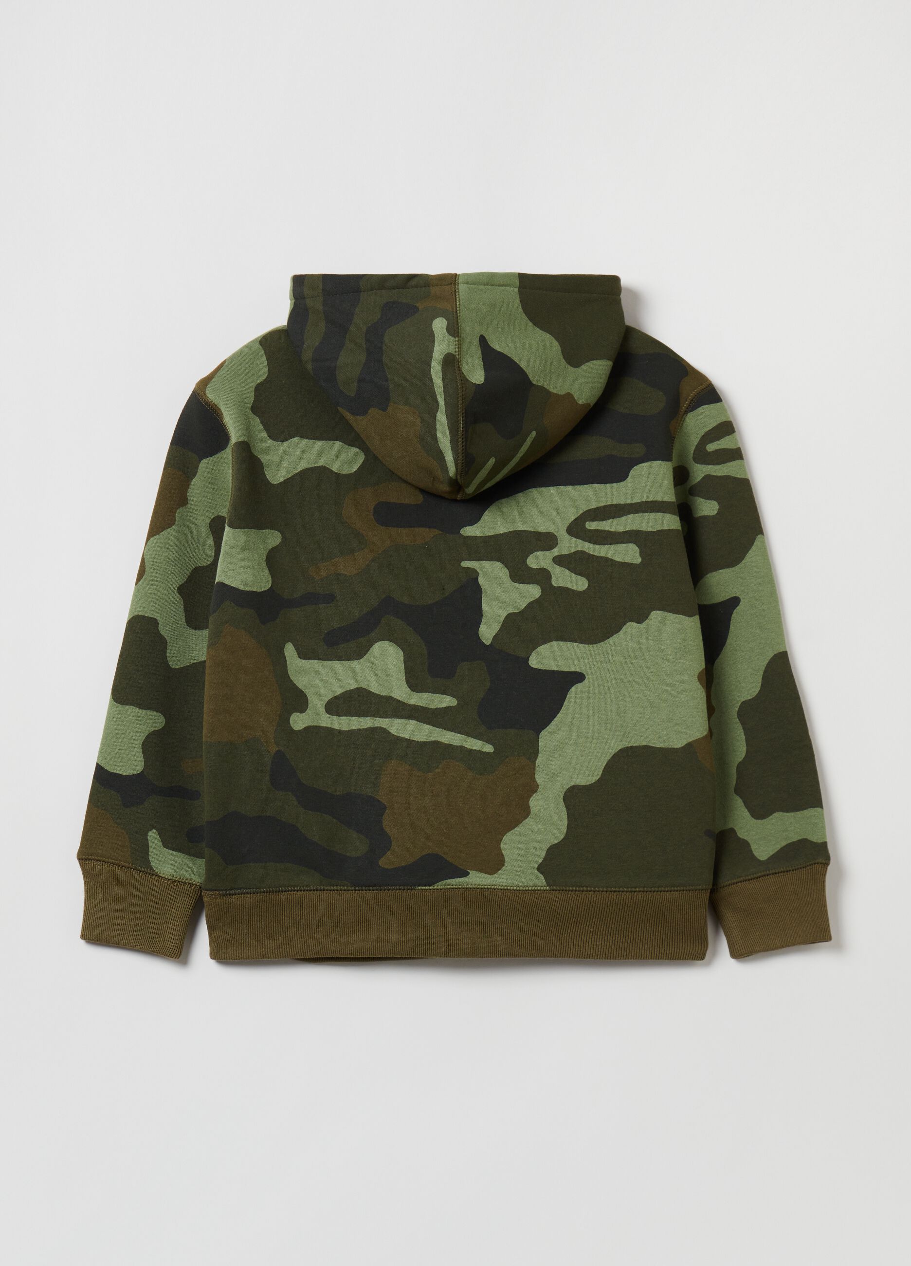 Camouflage sweatshirt with hood and logo