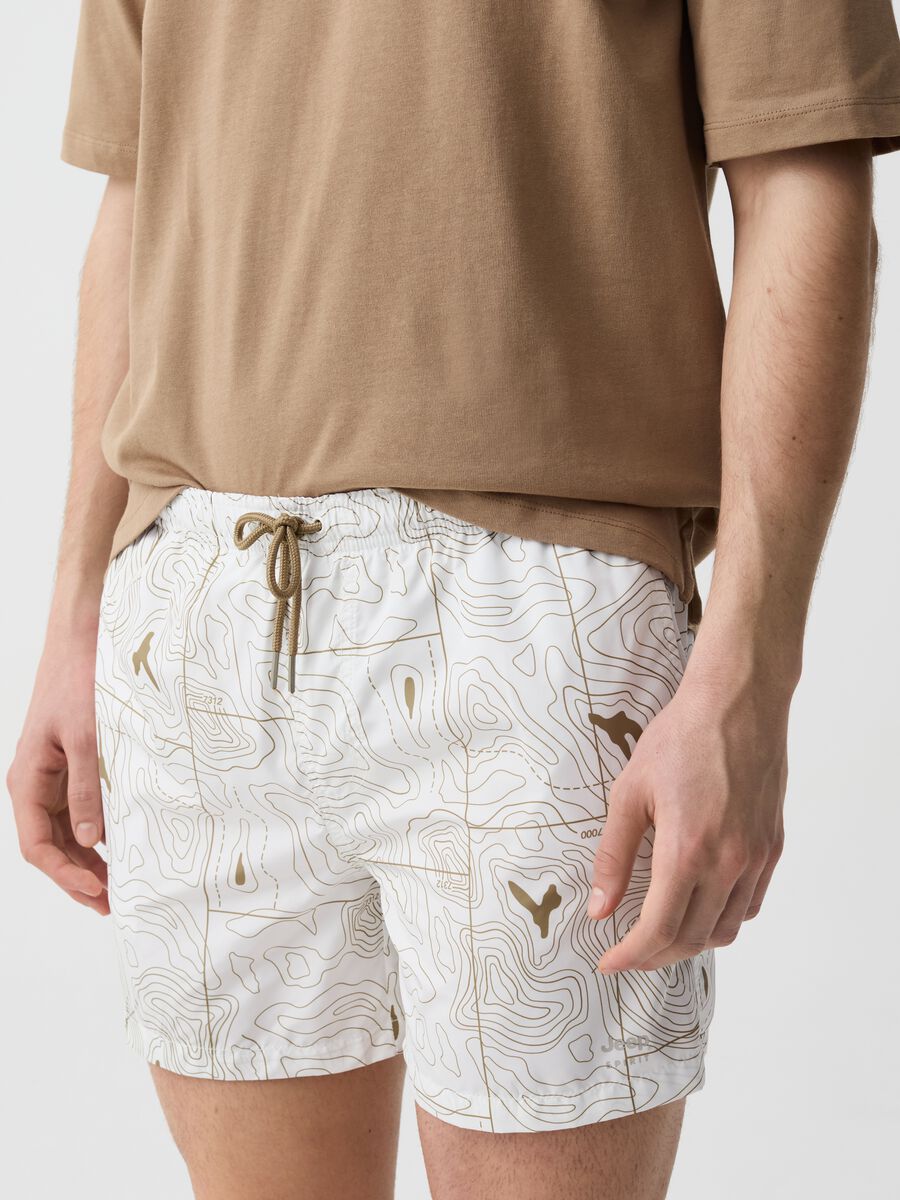 Cotton swimming shorts with patterned drawstring_1
