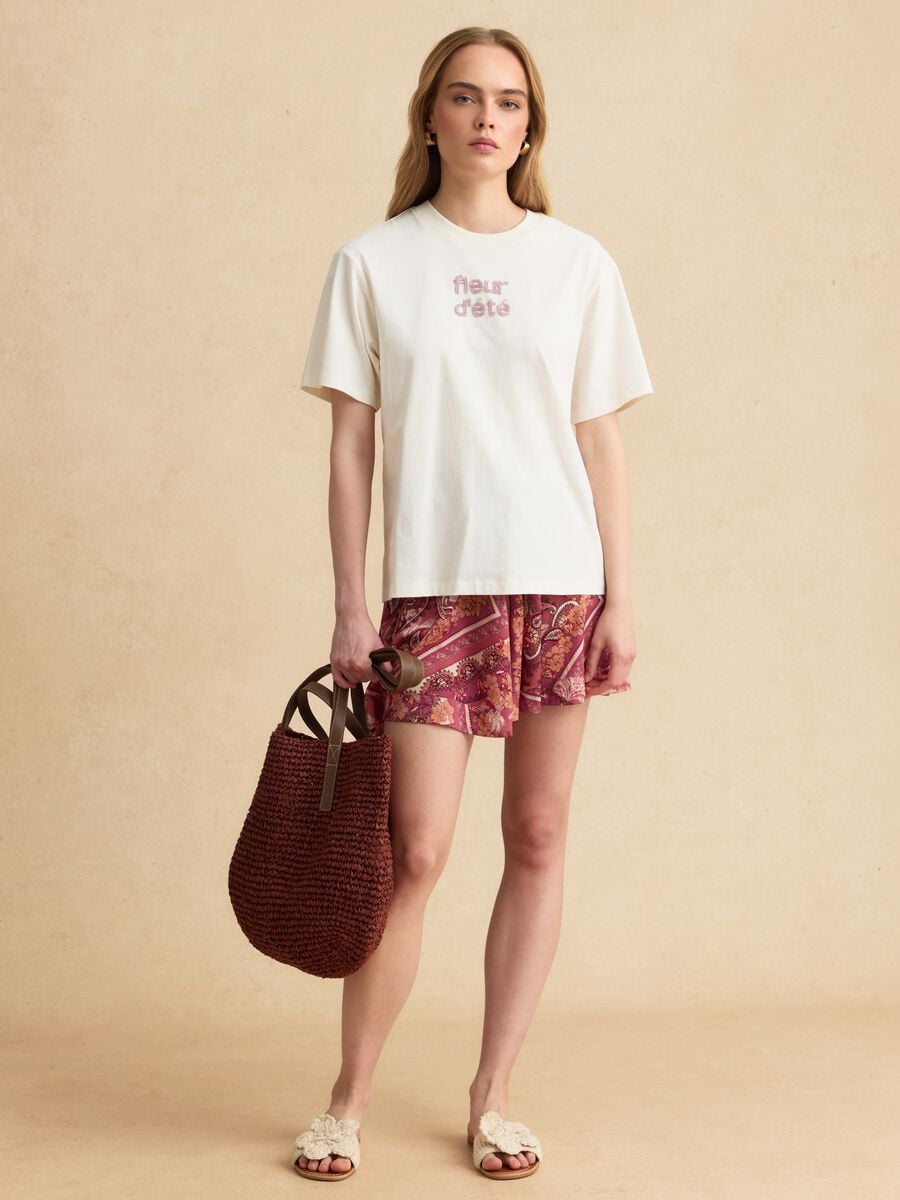 Beige pure cotton short-sleeve T-shirt_2