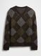 Diamond-patterned brown sweater in wool and alpaca blend_3