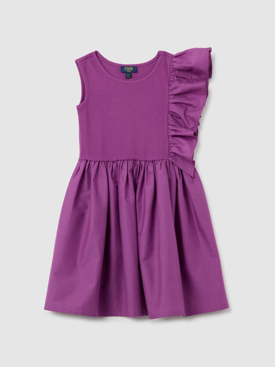 Girls' purple cotton dress regular fit_0