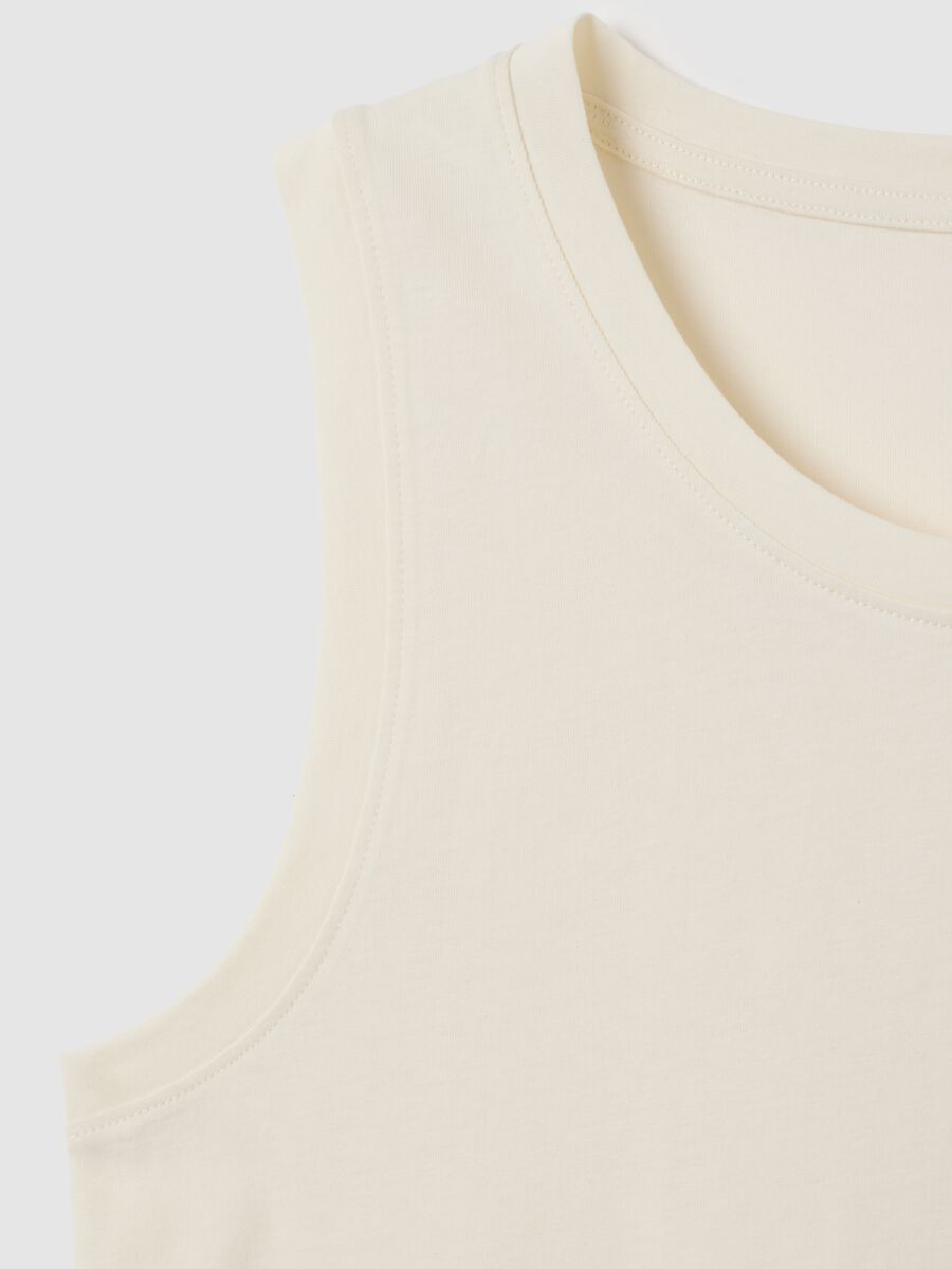 Canotta basic da uomo in puro cotone beige regular fit_1
