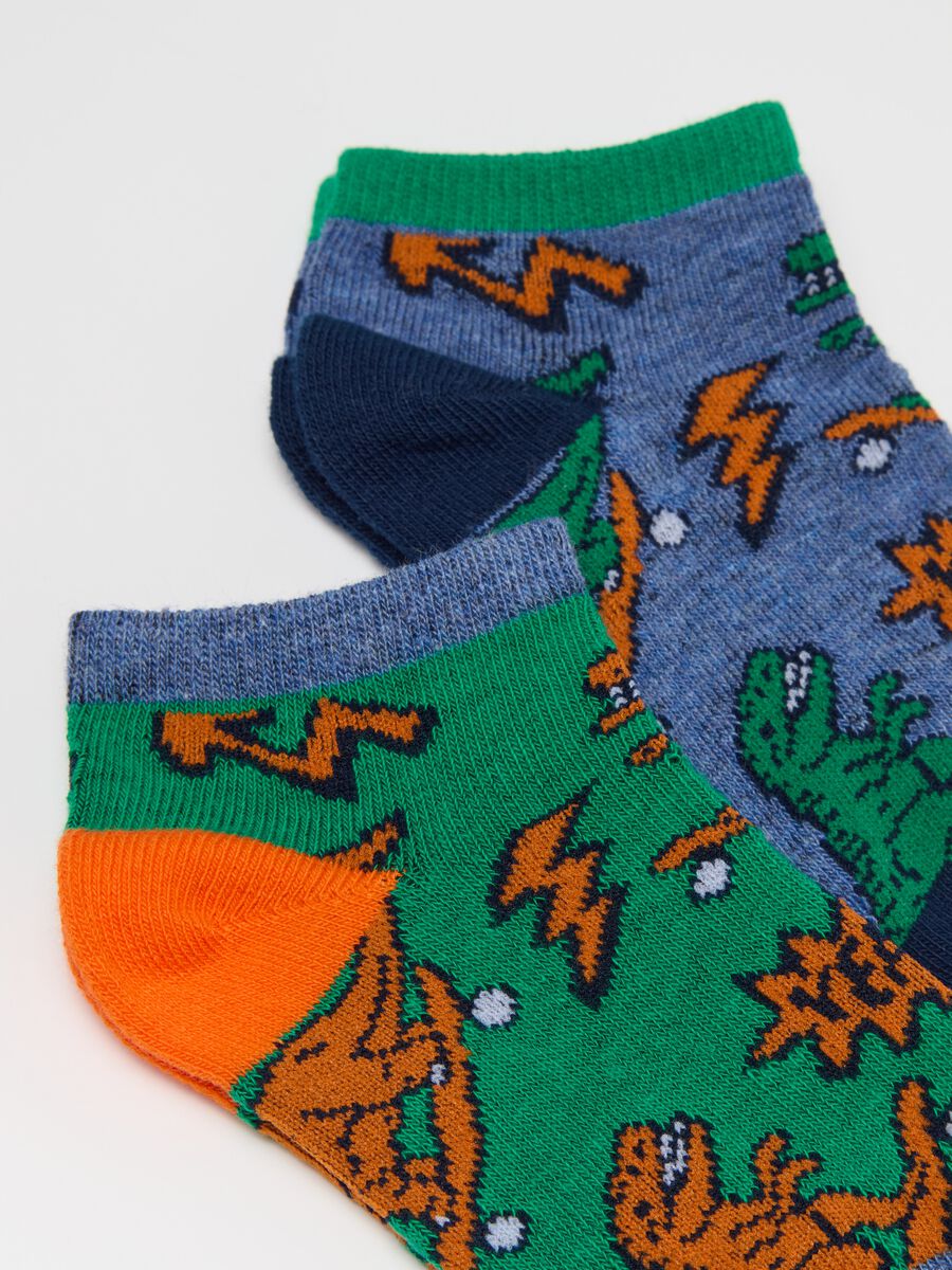Seven-pair pack stretch shoe liners with stripes and dinosaurs_2