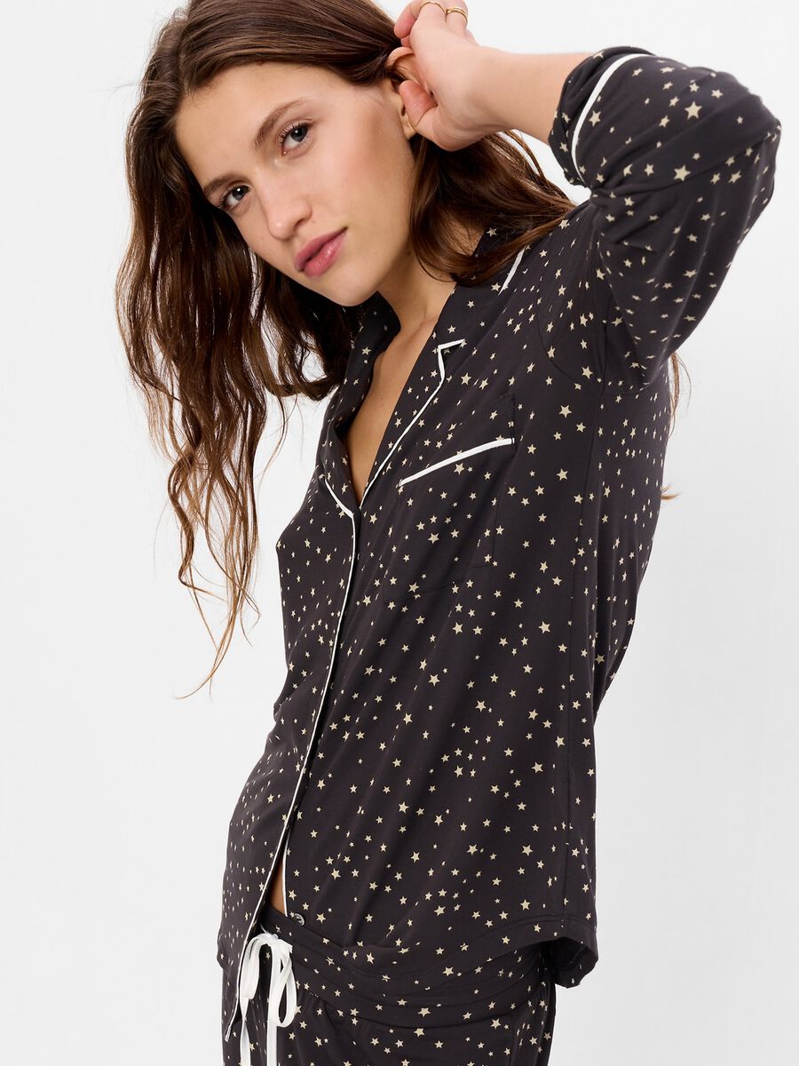 Top pigiama a camicia con stampa stelle_2