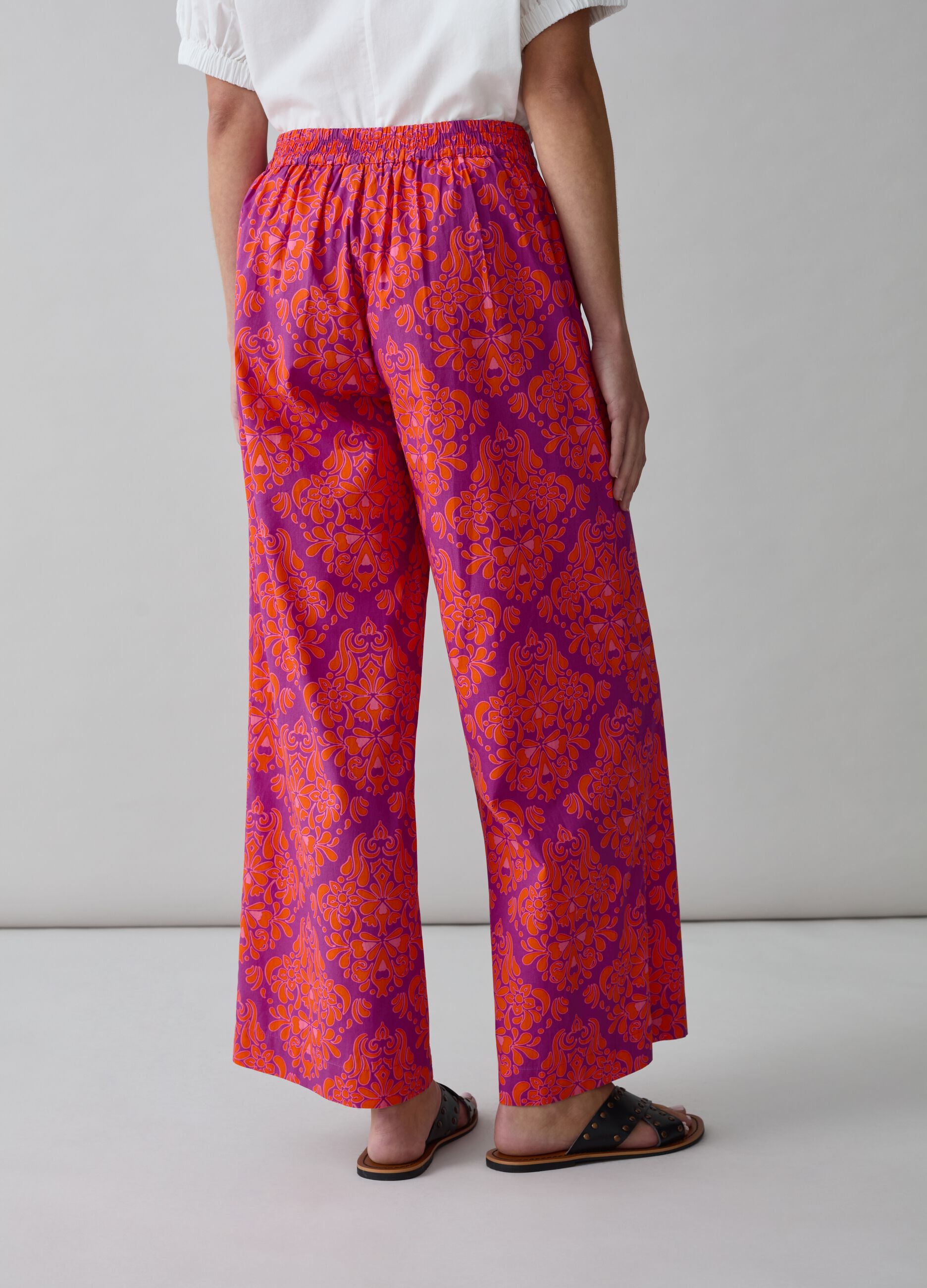 Pantalone wide leg stampato