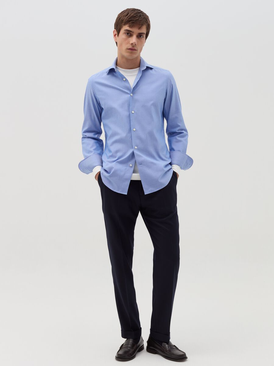 Slim-fit shirt in striped cotton_1