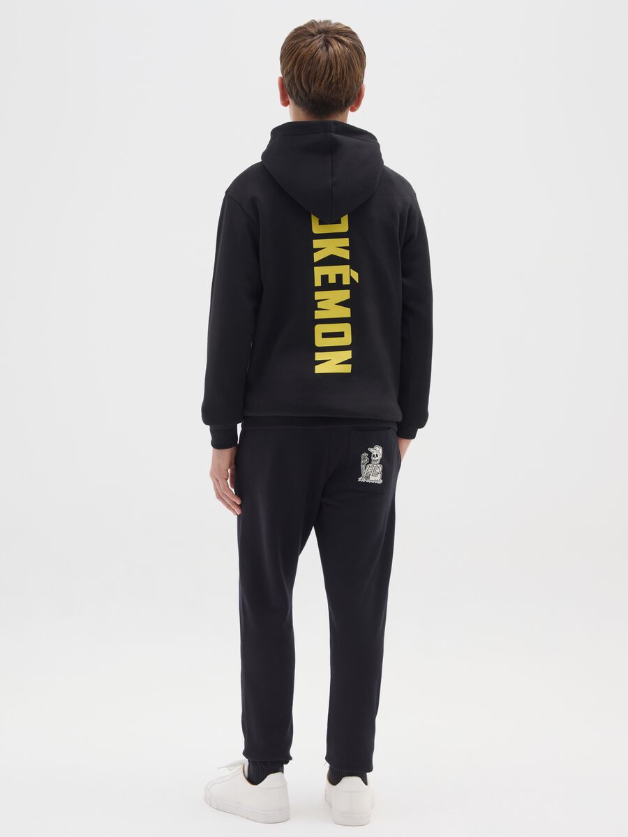 Pantaloni jogger da ragazzo in puro cotone nero regular fit_1