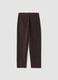 Brown ribbed regular-fit stretch cotton trousers_1