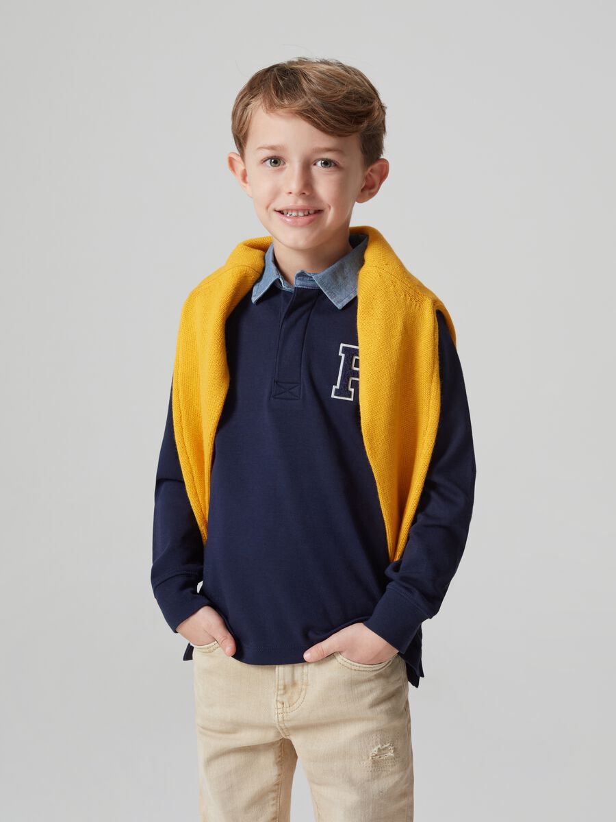 Polo a maniche lunghe con patch boucle_0