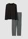 Black and grey striped crew-neck pyjamas in pure organic cotton_4